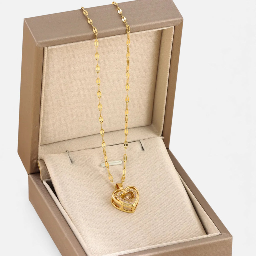 Lovira | Collier Double‑Rang « Amour » en Acier Titané