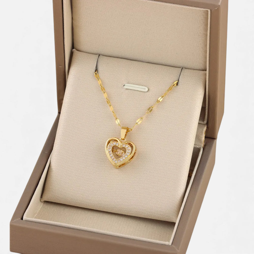 Lovira | Collier Double‑Rang « Amour » en Acier Titané