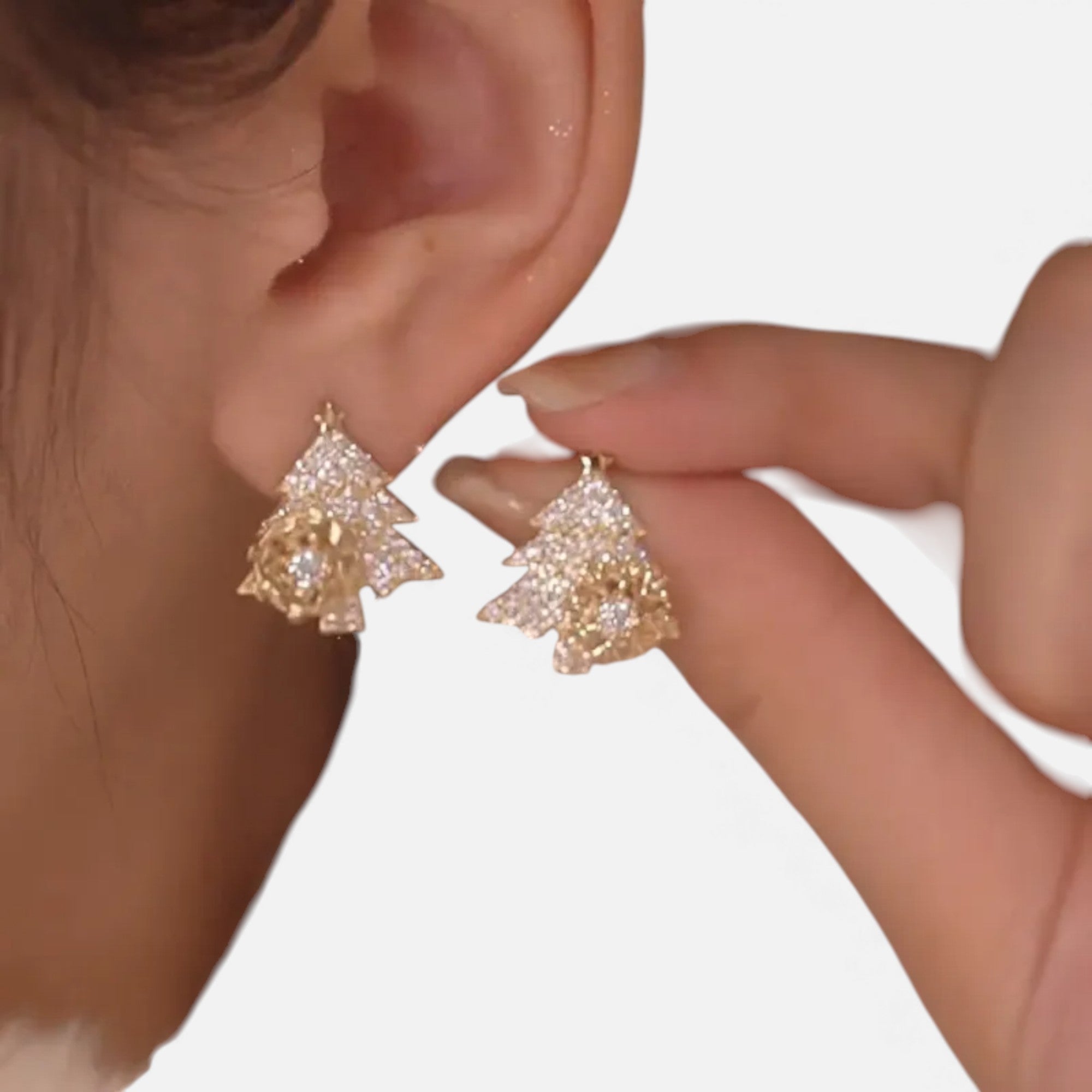 Lovira | Boucles d’oreilles Sapin Rotatif en Cristal