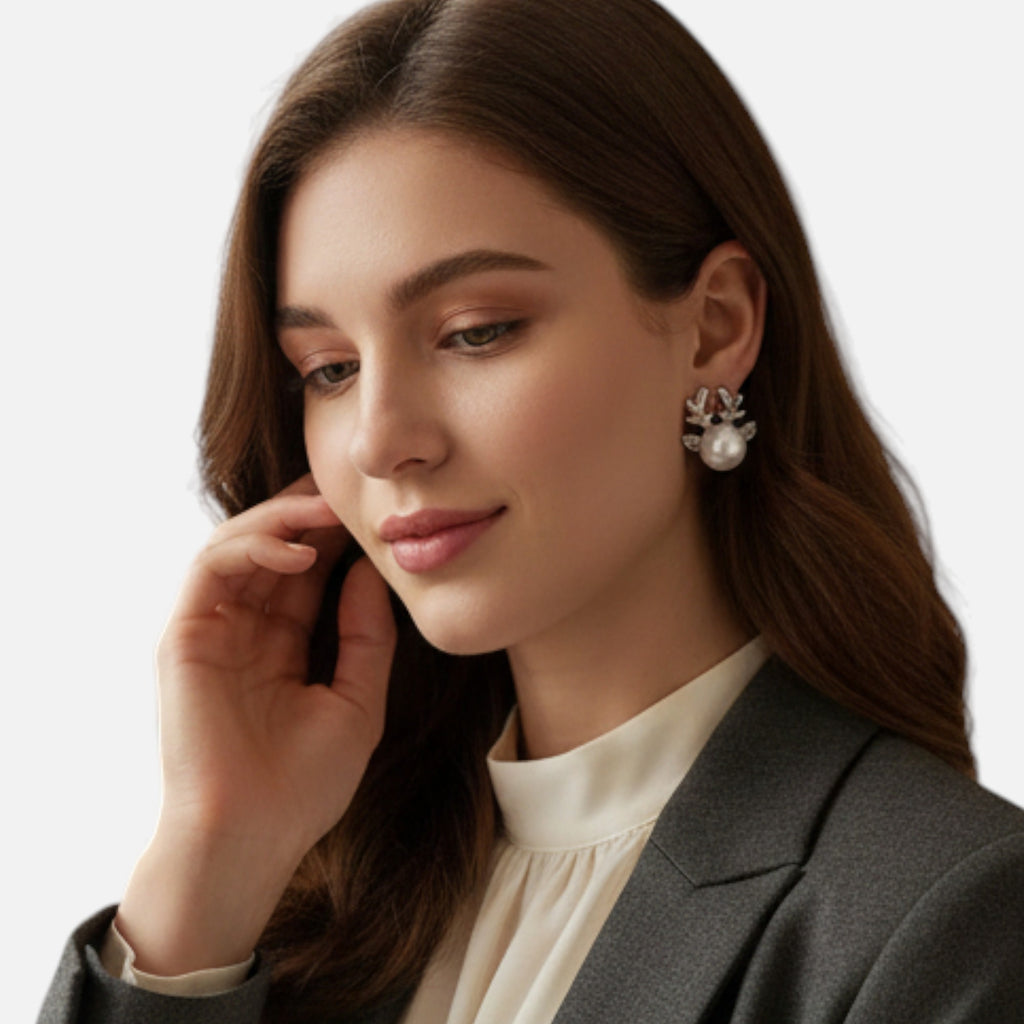 Lovira | Women’s Boucles d’oreilles perle & bois de cerf