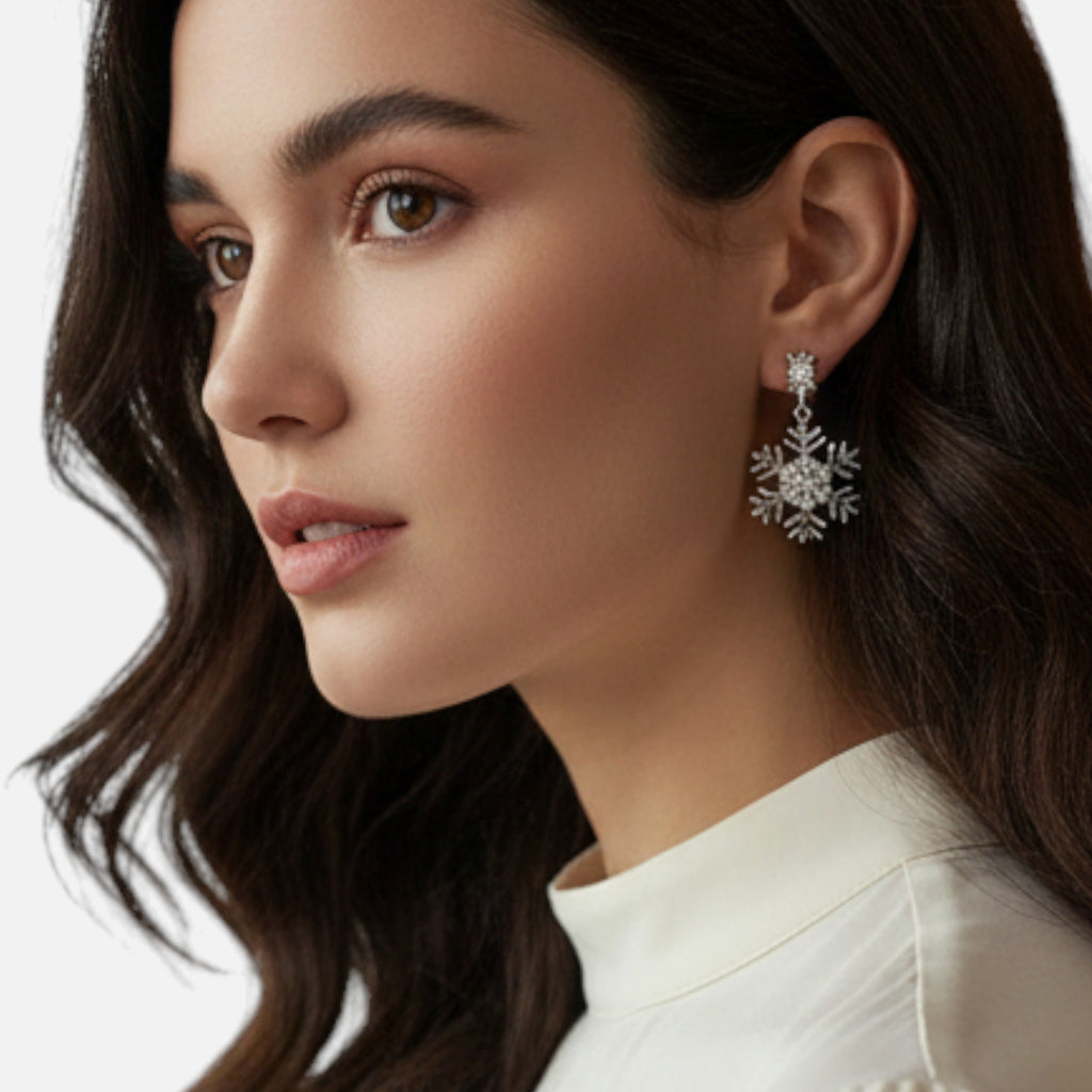 Lovira | Boucles d’oreilles flocon de neige en strass