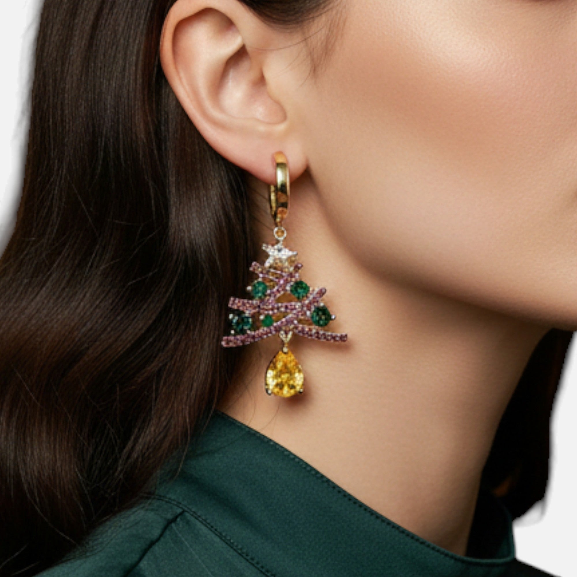 Lovira | Boucles d’Oreilles Sapin de Noël en Strass Héritage