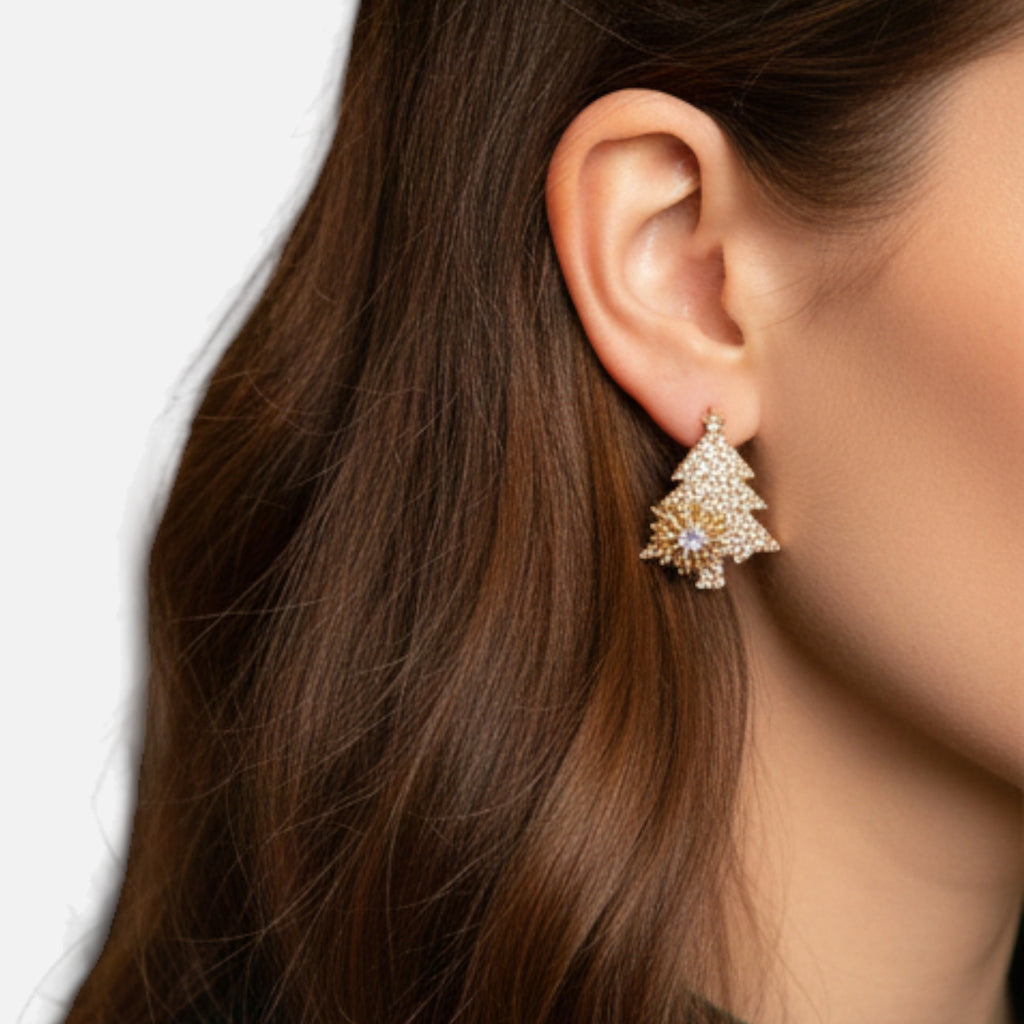 Lovira | Boucles d’oreilles Sapin Rotatif en Cristal