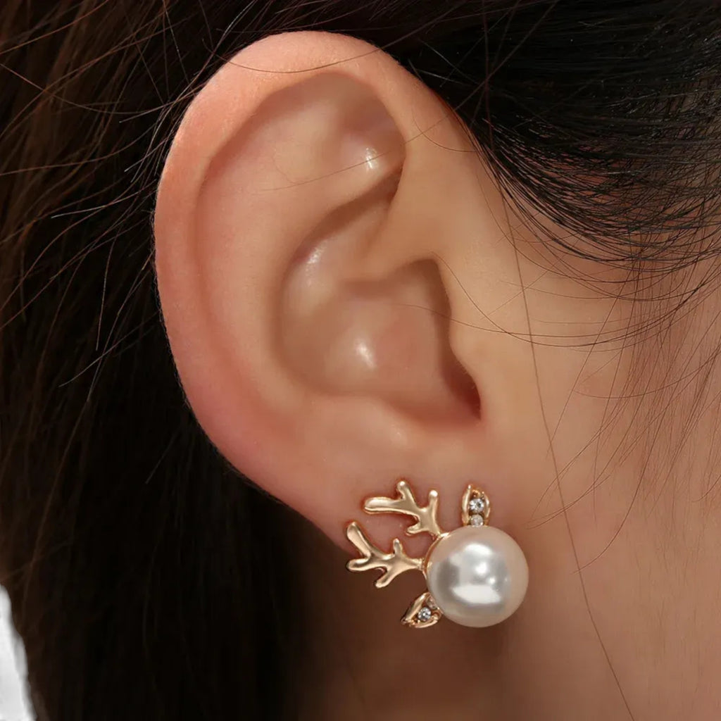 Lovira | Women’s Boucles d’oreilles perle & bois de cerf