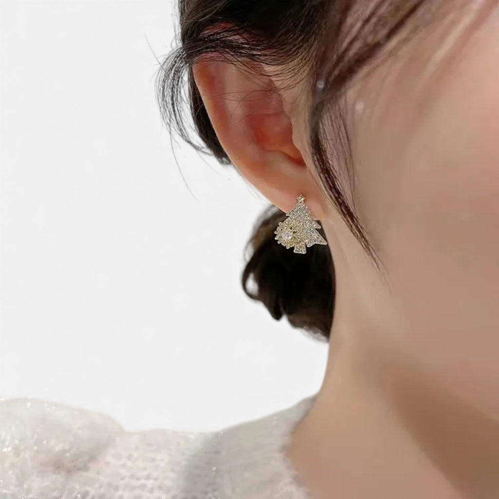 Lovira | Boucles d’oreilles Sapin Rotatif en Cristal