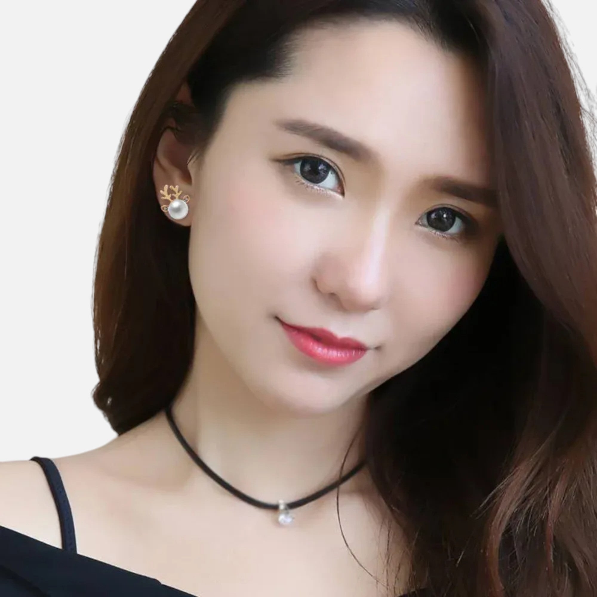 Lovira | Women’s Boucles d’oreilles perle & bois de cerf